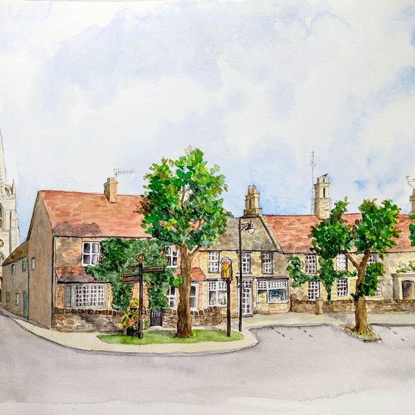 Higham Ferrers Market Square Higham Ferrers Market Square Chicele St.Marys church greeting card