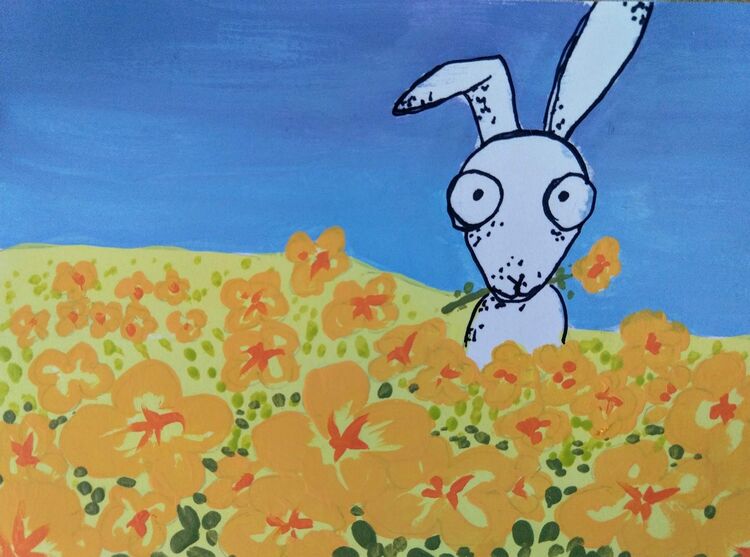 Greetings card, hare, rabbit