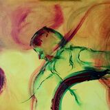 3 June 2026:  From the studio today. There was a moment of anxiety which has thankfully passed when I thought I had ruined my vision! This will be another 100x100cm oil on canvas in due course. Oil paint has to dry ....