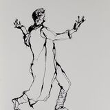 6 March 2026.  Archival, ink on A4 paper.  I have been experimenting with my glass nib dip pen.  I used a not very absorbent paper and I love the way the ink has pooled.  It is a bit like a stained glass.