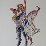 Merry Dance, Monotype, 45x55cm, framed