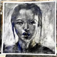 Finished painting - charcoal and acrylic