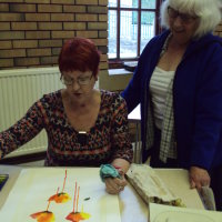 Marilyn and Mary at weekly meeting May 2014