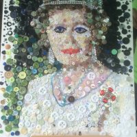 The Queen button picture by Julie Wilks and the visitors to the Street Party