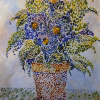 Plant in pointillism style