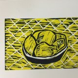 Bowl of home grown quinces 1 - LInocut