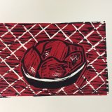 Bowl of home grown quinces 2 - linocut