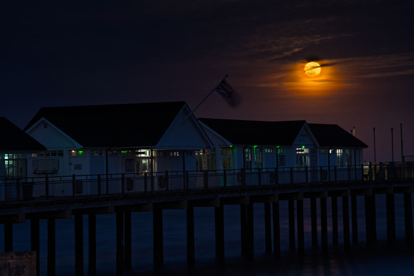 Moonrise over the pier