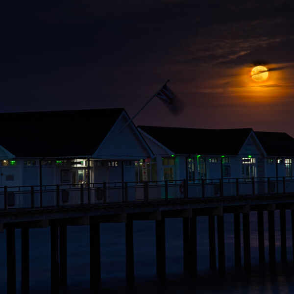 Moonrise over the pier