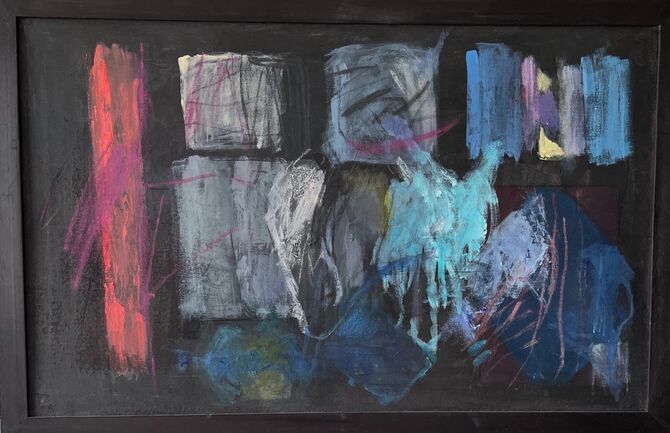 fireworks oil 87x57cm framed 450