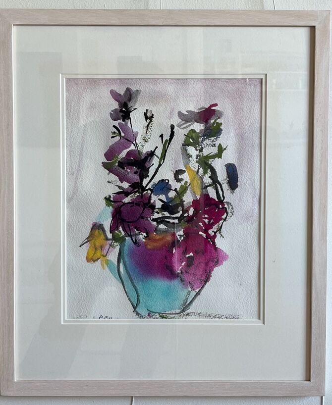 flowsers in a turquoise vase 45x55cm