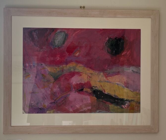 red sky black sun mixed media 90x70cm