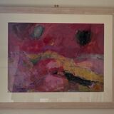 red sky black sun mixed media 90x70cm