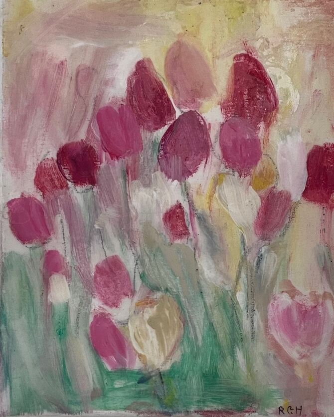 tulips resin and acrylic 25x30cm
