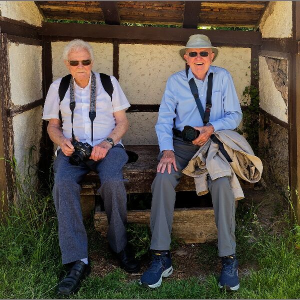 Cosmeston -Russell & Brian in the Outside Toilet