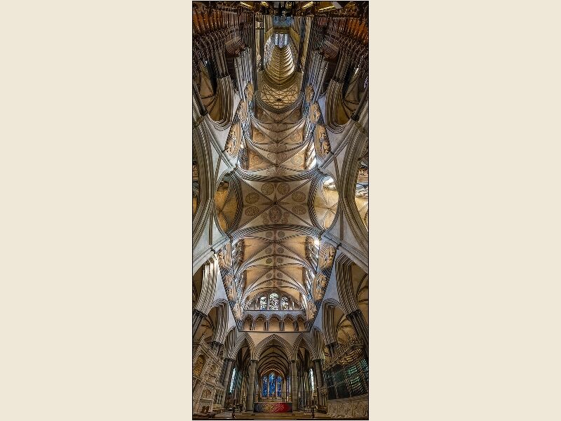 Print: Salisbury Cathedral Ceiling Panoramic by Geoff Mallin - First