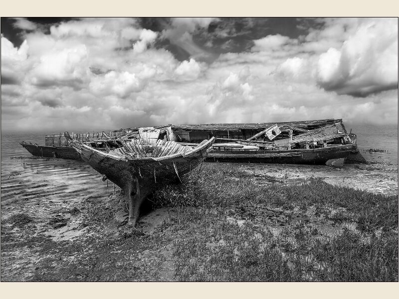 Print: Pin Mill Wrecks by Geoff Mallin - Third