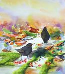 'Plenty To Go Round' watercolour, unframed dimensions 16"x16"