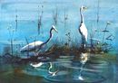 'Waiting For Lunch' watercolour, unframed dimensions 10"x14"