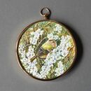 Goldcrest In Blossom watercolour miniature 6.5cms