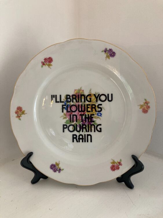 Flowers in The Rain vintage plate