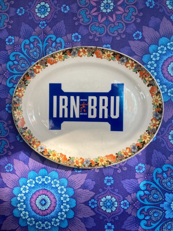 Hand printed Irn Bru plate