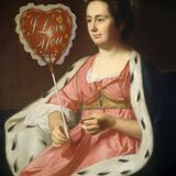 Portrait Of A Lady With Foil Balloon A3 print