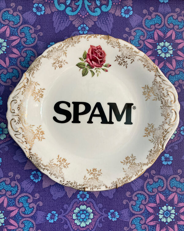 Spam vintage hand printed plate