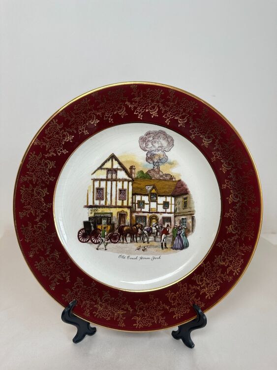 The Old Coach House with Mushroom Cloud hand printed plate