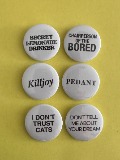 Set of six best selling badges (white)