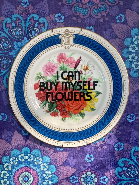 Hand printed Flowers plate