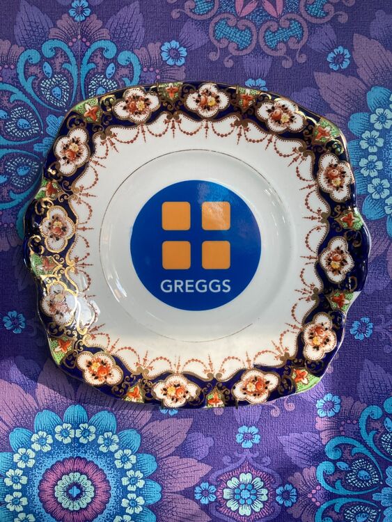 Hand printed Greggs plate