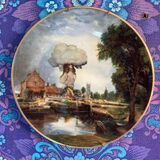 Mushroom Cloud over Mill and River vintage plate