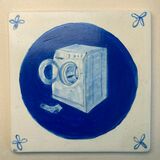 Washing Machine hand painted tile