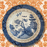Vintage Willow Pattern plate with Jet2 plane
