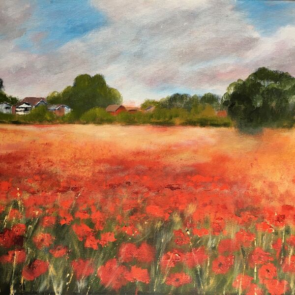 Beck Row Poppies Poppy field painting