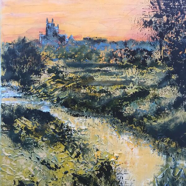 Sunset over Lincoln Lincoln Sunset painting