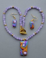 Silky Lavender Pendant Necklace & Matching Earrings