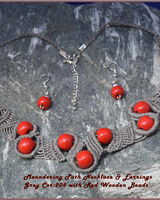 Meadering Path Red & Grey Necklace & Earrings Red, Grey, Necklace, Meandering, Path 16932986