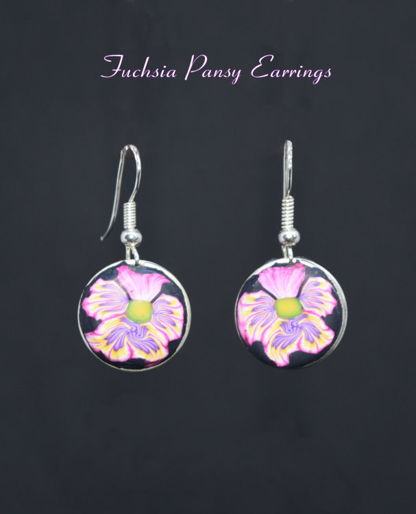 Fuchsia Pansy Earrings