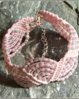 Pink & Grey Wavy Path Macrame Bracelet
