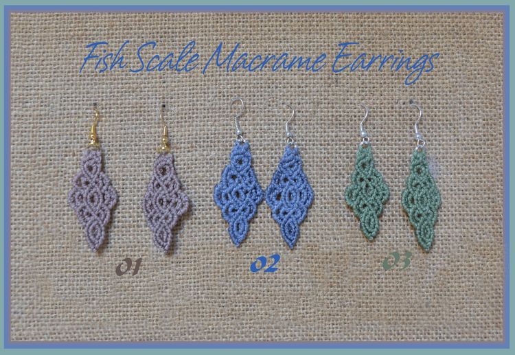 "Fish Scale" Macrame Earrings