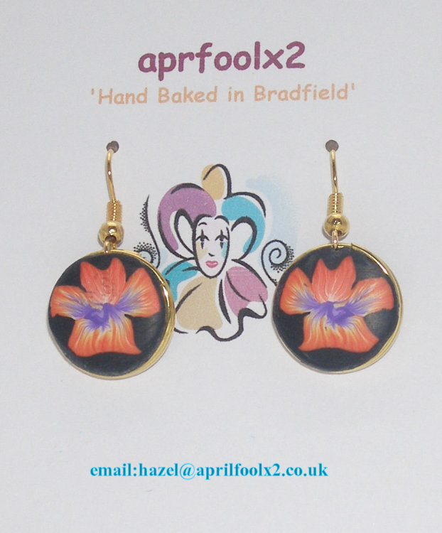 Orange Pansy earrings