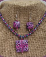 Fuchsia Pendant & Matching Earrings