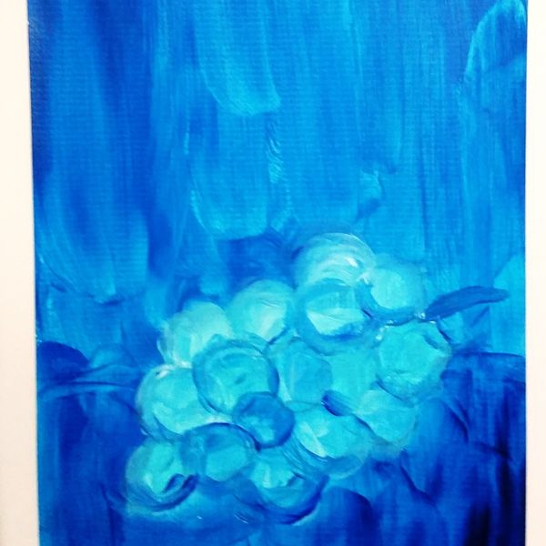 Blue Fruit is Best series GRAPES 4OF6 $50.00 EACH OR $250.00 FOR ENTIRE SET. COMES IN 12"X16" MATTBOARD FRAME WITH BACKING BOARD IN CELLOPHANE SLEEVE.