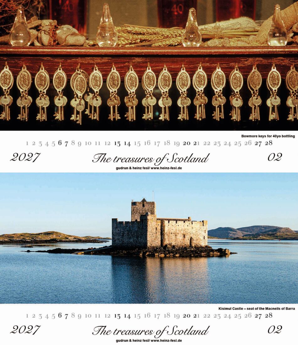Bowmore keys for 40yo bottling /Kisimul Castle - seat of the Macneils of Barra
