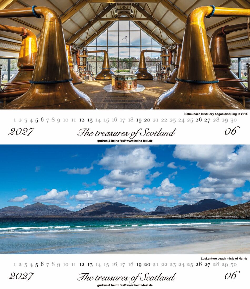 Dalmunach Distillery began distilling in 2014 /Luskentyre beach - Isle of Harris