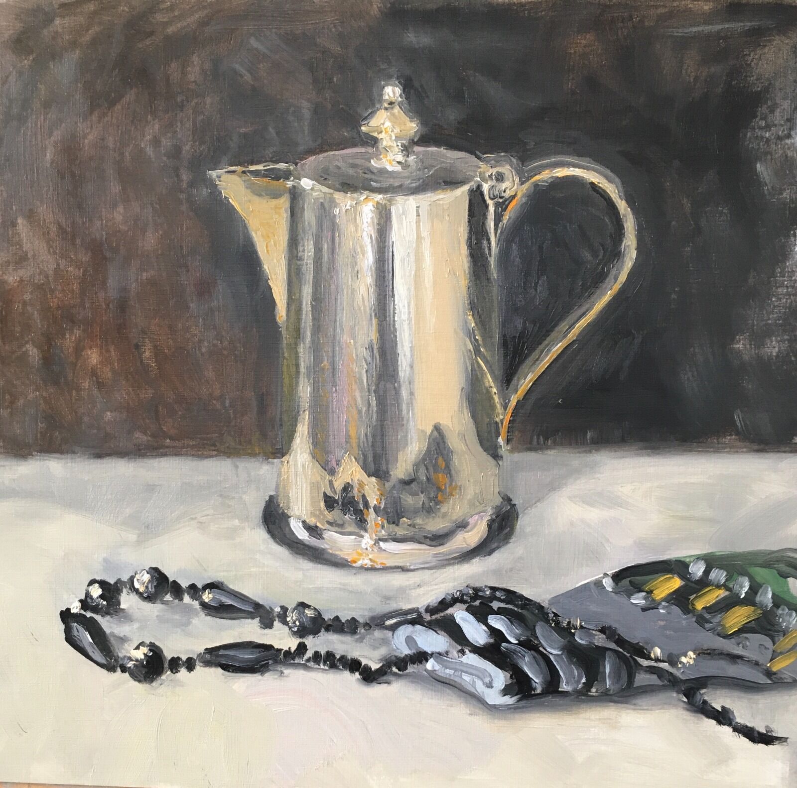 0122 Silver Jug, Beads and glove, after W. Nicolson
