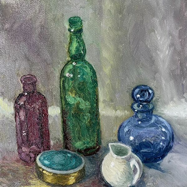 0129 Miniature Bottles, Jug and Box