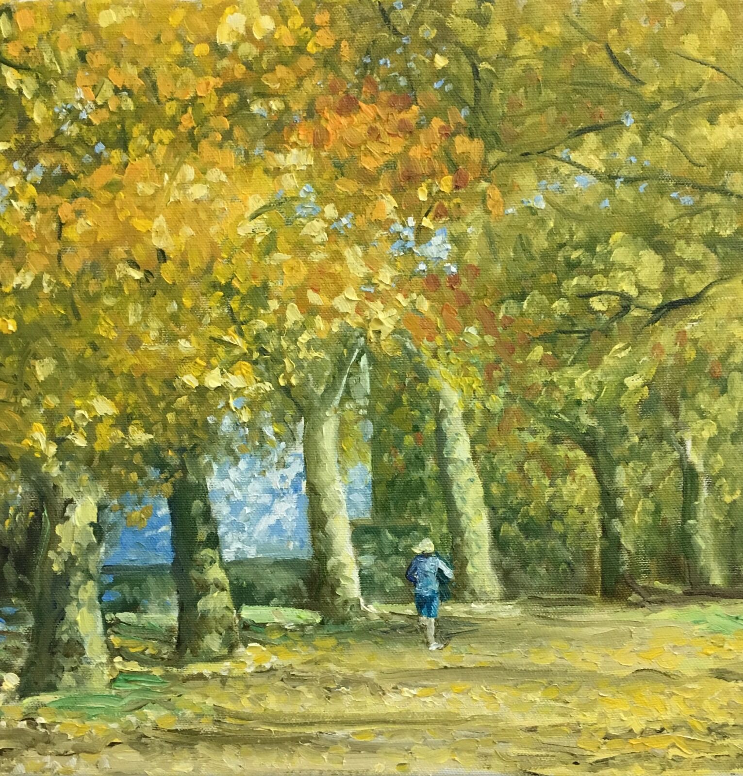 088 HIghbury Fields, Autumn Trees and Runner